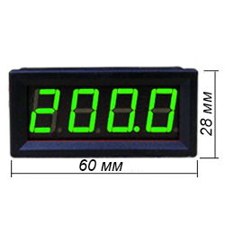 Панельный вольтметр четырехразрядный зеленый 0-200 В