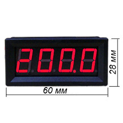 Панельный вольтметр четырехразрядный красный 0-200 В