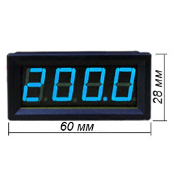 Панельный вольтметр четырехразрядный синий 0-200 В