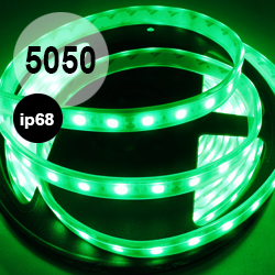 Светодиодная лента зеленая, 60 диодов 5050 на метр, ip-68