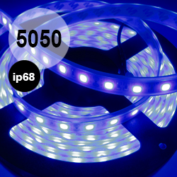 Светодиодная лента синяя, 60 диодов 5050 на метр, ip-68