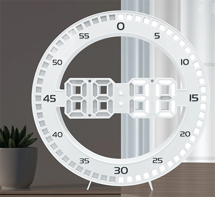 Светодиодные скелетные часы с термометром, белые, круглые