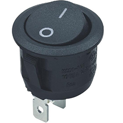 Круглый чёрный выключатель KCD1-5-101, 20 мм
