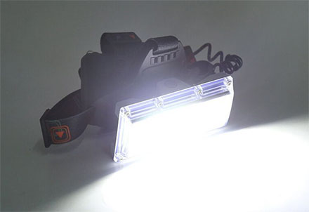 Наголовный трёхцветный фонарь-прожектор 1200 люмен