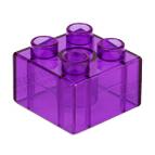 Кубик 2х2 прозрачный фиолетовый — деталь, совместимая с Лего дупло