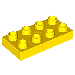 Пластина 2х4: жёлтый цвет, совместимая с Лего дупло