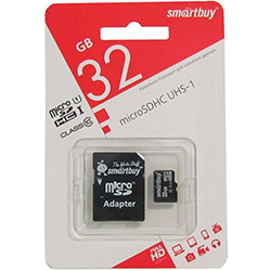 Карта памяти smartbuy MicroSD 32Gb 10 класс + адаптер