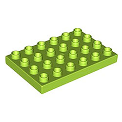 Пластина 4х6 штырьков — деталь конструктора Лего дупло: цвет лайма