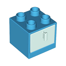 Тумба синяя голубым ящиком – детали конструктора Лего дупло
