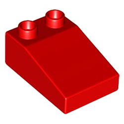 Треугольный блок 2х3 «пологий скат крыши» Лего дупло: красный цвет