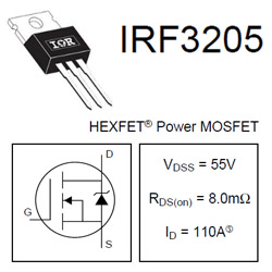 IRF3205 55v, 110A, 8mΩ,  N-канальный MOSFET