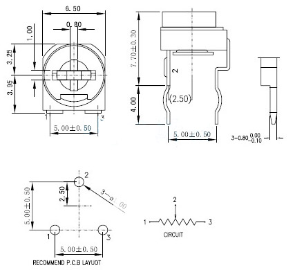 Резистор подстроечный RM-065 100 Ом