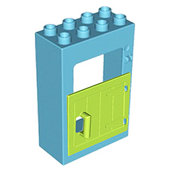 Лазурный блок с короткой дверью цвета лайма — детали Лего дупло