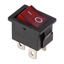 Выключатель клавишный с красной клавишей KCD1-104