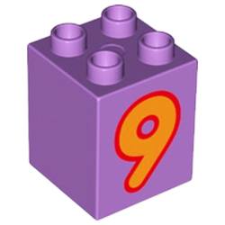 Кубик 2х2 (высокий) Лего дупло: девятка (лавандовый)