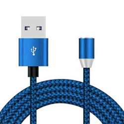Магнитный  кабель 360° USB, синий. Без головки