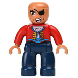 Пират Джонни в красном – минифигурка, совместимая с Лего дупло