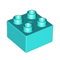 Кубик 2х2: тёмный бирюзовый цвет, совместим с Дупло