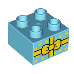 Кубик 2х2 лазурный «Подарок» Лего дупло