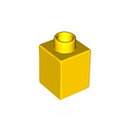 Жёлтый блок 1х1 – деталь, совместимая с Лего дупло