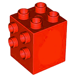Строительный блок-переходник, совместимый с Лего дупло: красный цвет