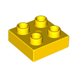 Пластина 2х2: жёлтый цвет, совместимая с Лего дупло