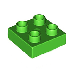 Пластина 2х2: светло-зелёный цвет, совместимая с Lego DUPLO