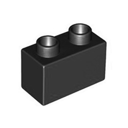 Чёрный блок 1х2 – деталь, совместимая с Лего дупло