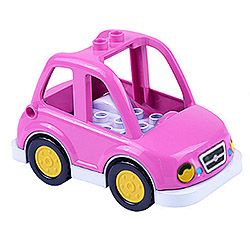 Розовая машина с белым шасси – конструктор, совместимый с Лего дупло