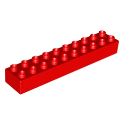 Кубик 2х10 (толстый), совместим с Дупло: красный