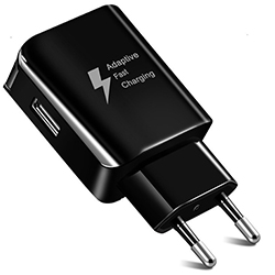 Зарядное устройство 1 USB, QC2.0, чёрное