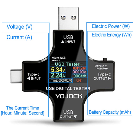 USB тестер с цветным экраном и Bluetooth