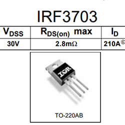 IRF3703 30v, 210A, 2.8mΩ, N-канальный MOSFET