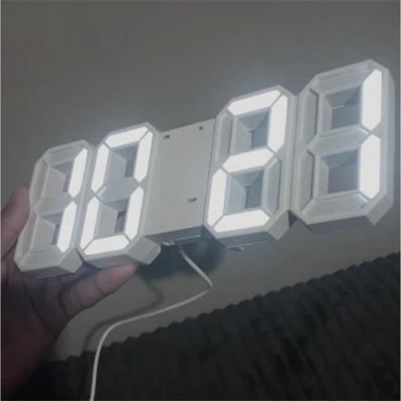 Светодиодные скелетные часы с термометром, белые