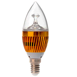 Светодиодная лампа 3 ватта с цоколем Е14 «свечка» (тёплый белый)