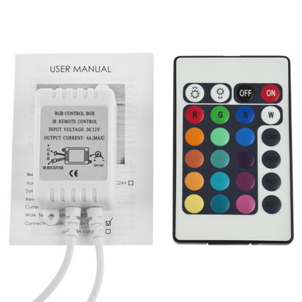 Контроллер RGB светодиодных лент + пульт 24 кнопки