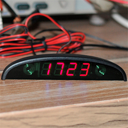 Авто LED часы-двойной термометр-вольтметр красные
