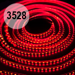 Cветодиодная лента красная 120 диодов 3528 на метр, открытая