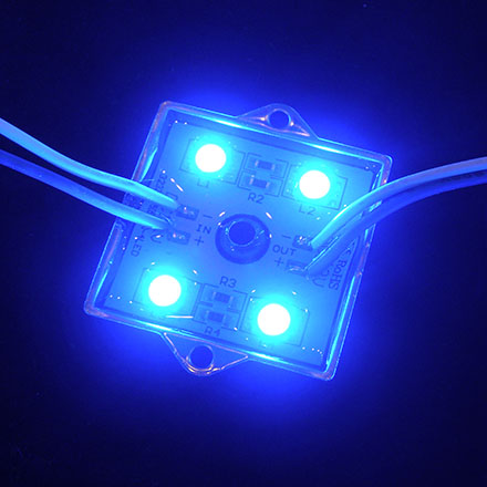 Светодиодный модуль герметичный 4 диода 5050, синий цвет