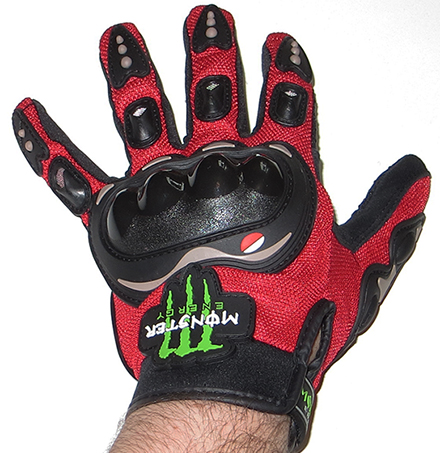 Перчатки PRO-BIKER monster energy (вело-, мото спорт), красные, XXL