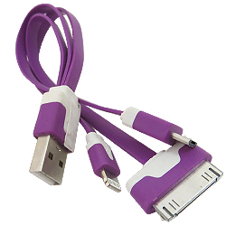 Плоский кабель переходник USB - microUSB, Iphone 4 и 5