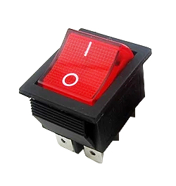 Выключатель клавишный двухконтактный KCD2 красный с подсветкой