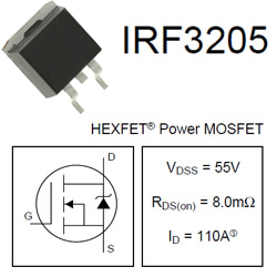 IRF3205 55v, 110A, 8mΩ, MOSFET, TO263