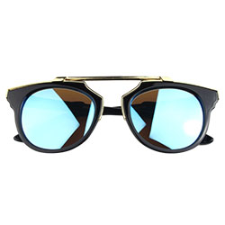 Синие солнцезащитные очки в черно-золотой оправе