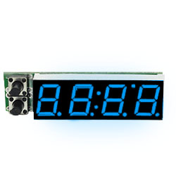 Автомобильные светодиодные часы-термометр-вольтметр синие. 2 датчика.