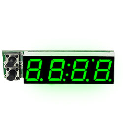 Автомобильные светодиодные часы-термометр-вольтметр зеленые. 2 датчика