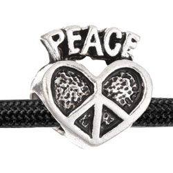 Металлическая бусина «Peace» для браслетов из паракорда