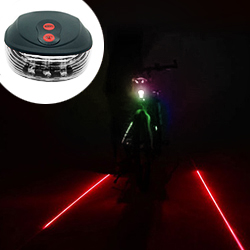 Задний велосипедный фонарь с лазерной разметкой, разноцветный