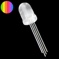 Диффузный RGB светодиод с общим анодом, 10000 mcd, 8 мм
