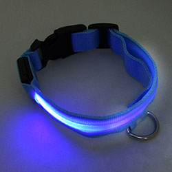 Синий светящийся светодиодный ошейник для собак M